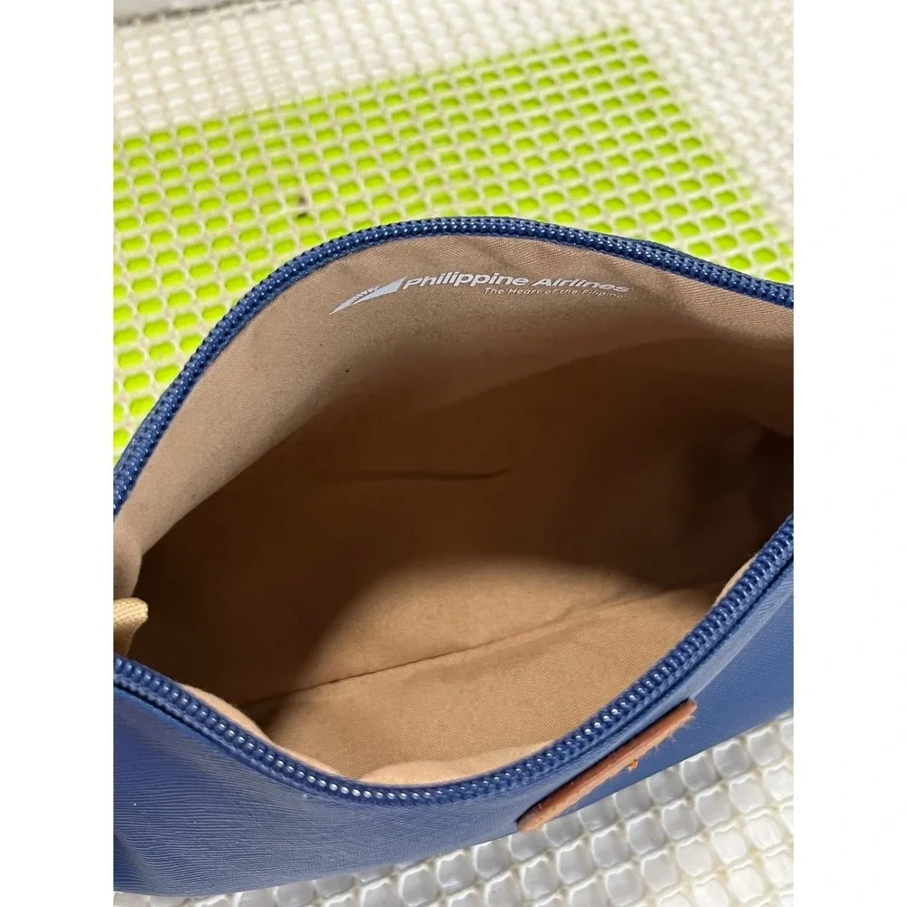 Bric's Airlines Navy‎ Blue Saffiano Toiletry Pouch Amenity Bag EUC
